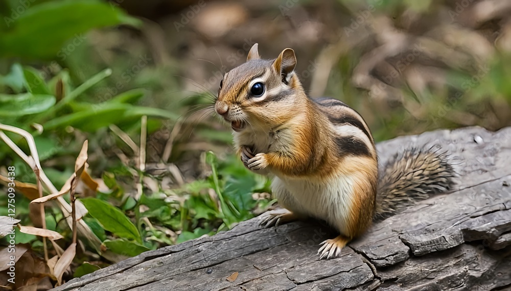 Eastern Chipmunk Eating on Log Eastern Chipmunk Eating on Log