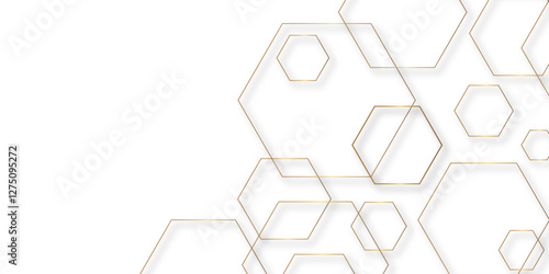Abstract background golden hexagon stock line background. abstract artistic of geometric background Gold gradient abstract seamless vector pattern. Minimal style website banner, decoration Vector.	
