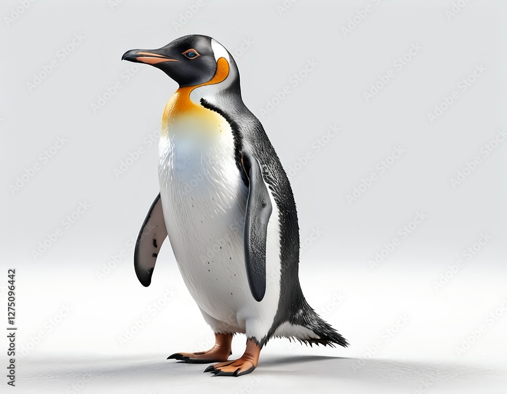 Fototapeta premium King Penguin on White Background