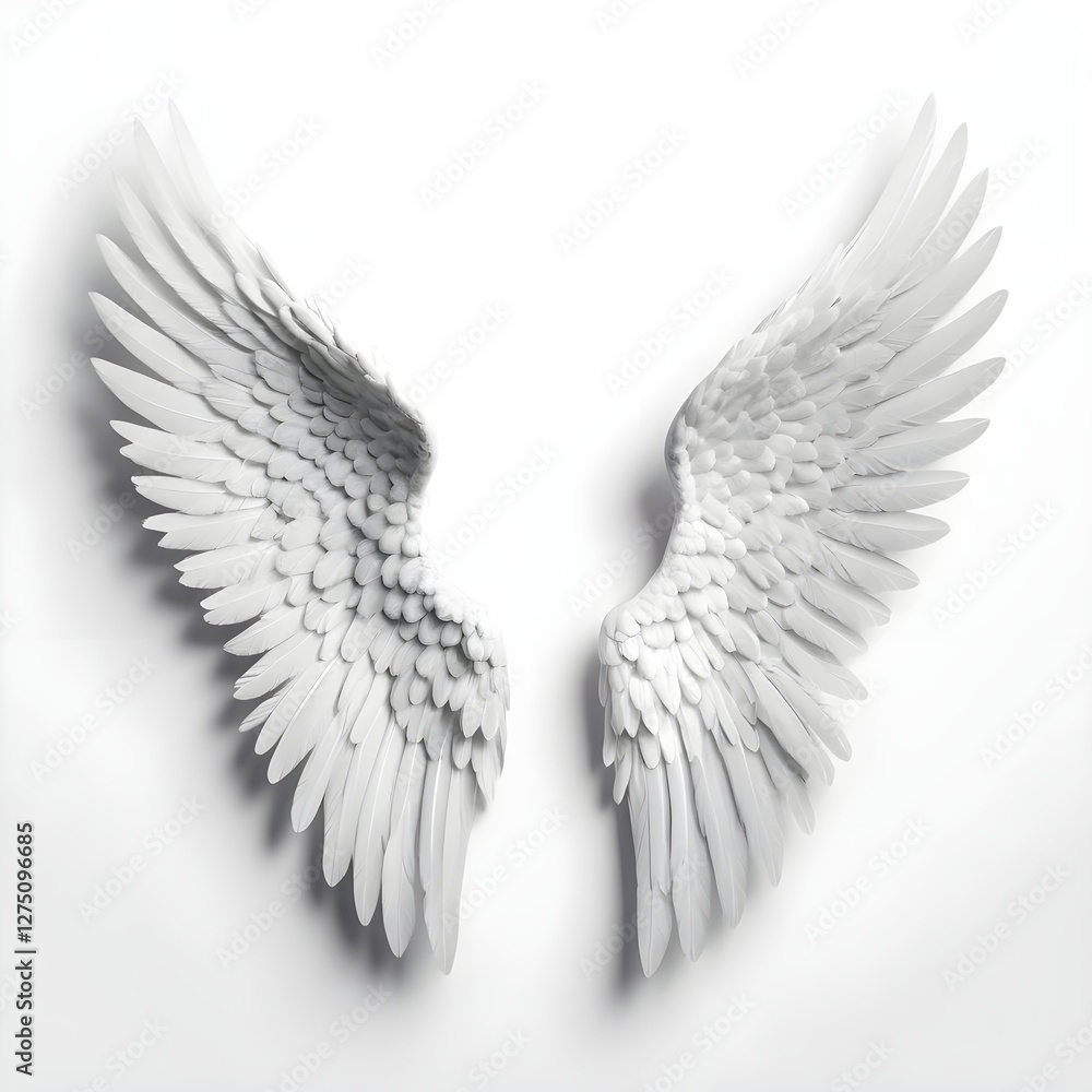 Obraz premium White Angel Wings on White Background