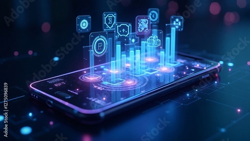 Wallpaper Mural mobile phone with blue screen Torontodigital.ca