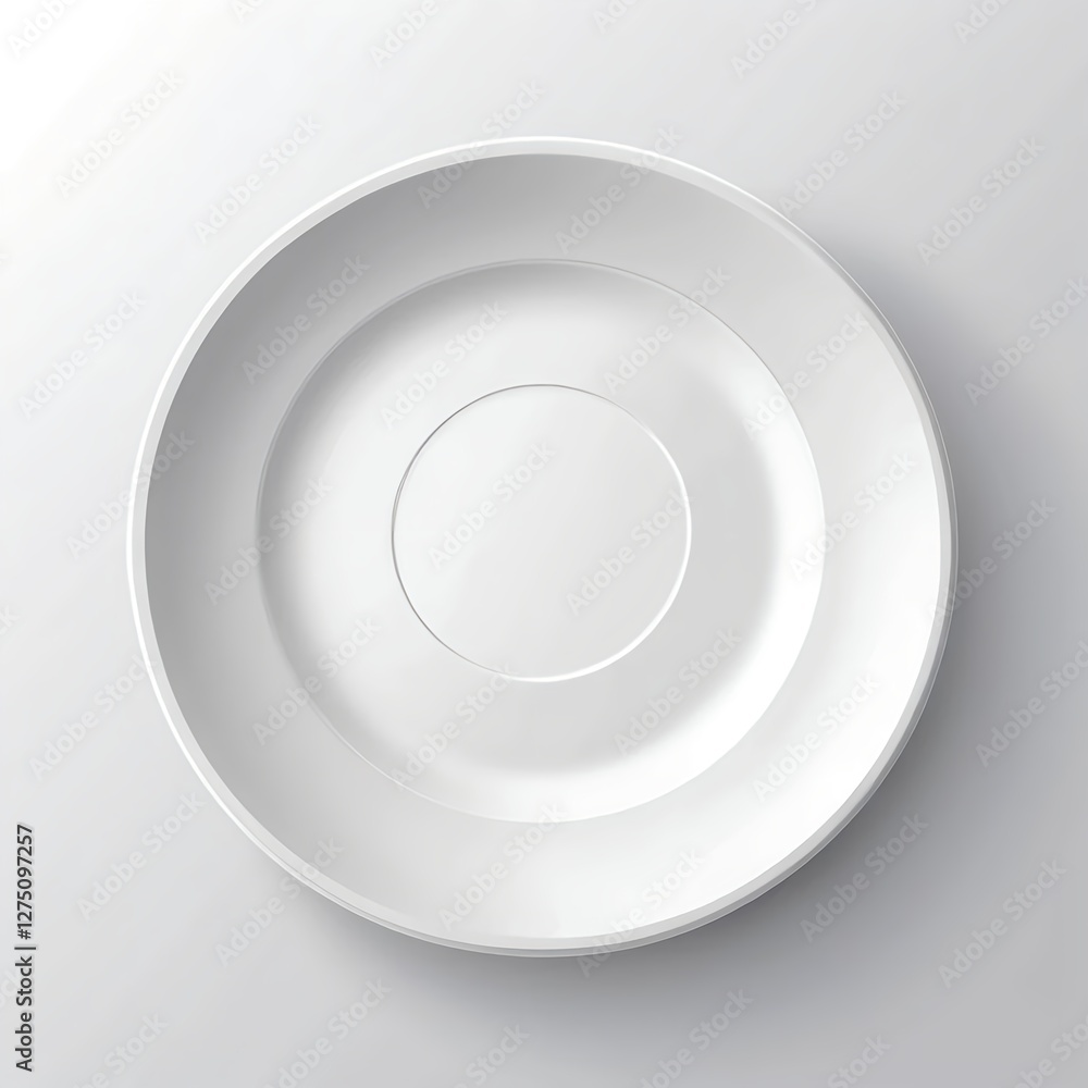 Empty White Plate, Top View Empty White Plate, Top View