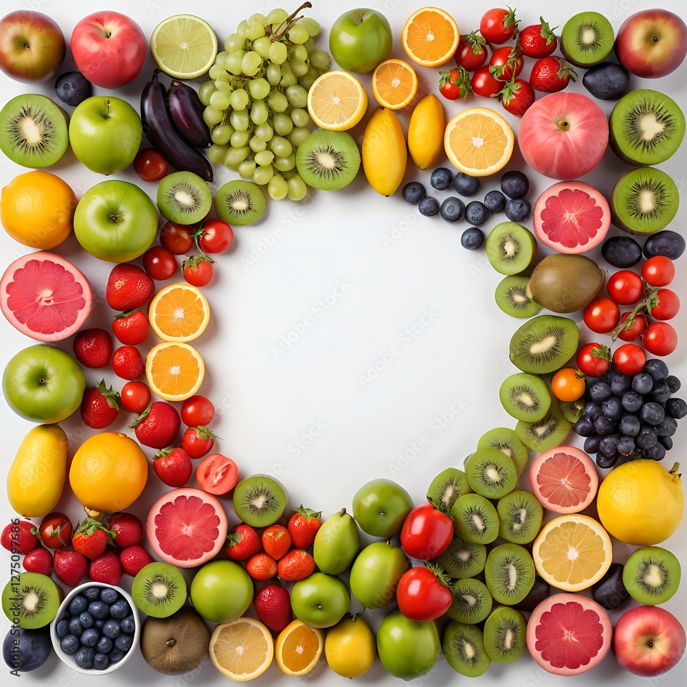 Vibrant Fruit and Vegetable Border Vibrant Fruit and Vegetable Border