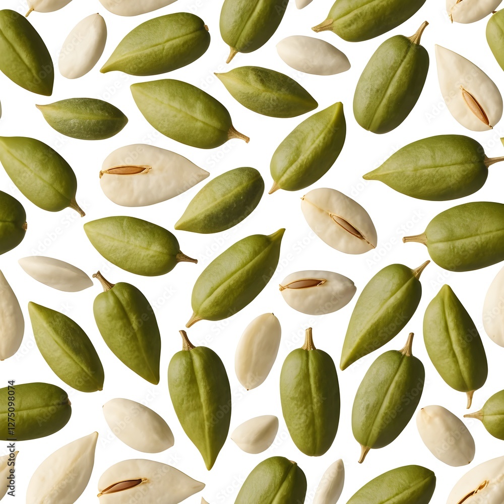 Naklejka premium Floating Jojoba Seeds and Kernels
