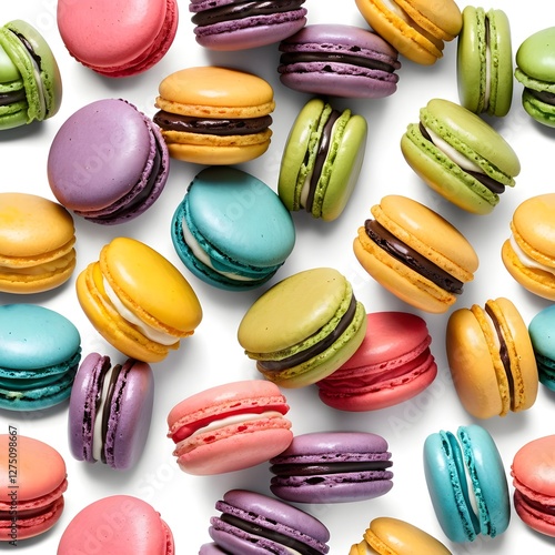 Wallpaper Mural Colorful Macarons Falling on White Background Torontodigital.ca