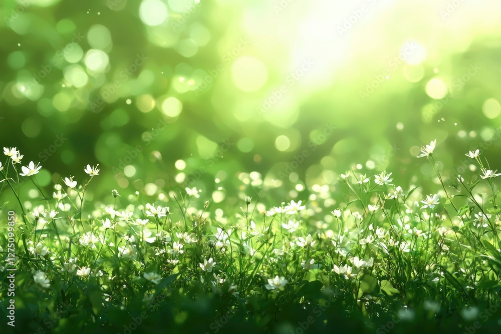 Flowers in a sunlit meadow. Ideal for nature, spring, or environmental themes Flowers in a sunlit meadow. Ideal for nature, spring, or environmental themes
