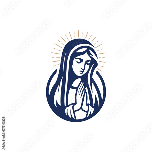 rustic retro mary statue hipster logo design