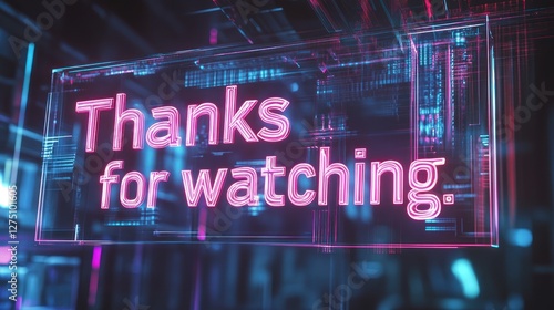 Neon Thanks for Watching Digital Art
