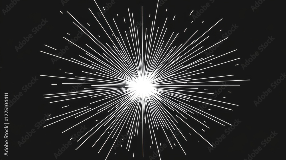 Obraz premium 105.Clean line-art illustration of a classic firecracker design, featuring a starburst effect to indicate explosion, in a flat monochrome style.