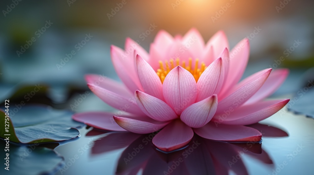 Close-up of a lotus flower with delicate pink petals