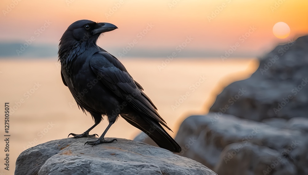 Fototapeta premium Crow at Sunset