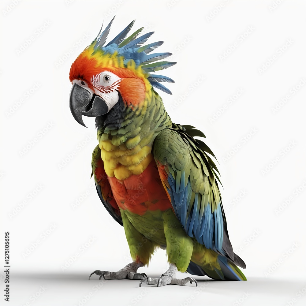 Fototapeta premium Colorful Military Macaw Parrot Isolated on White
