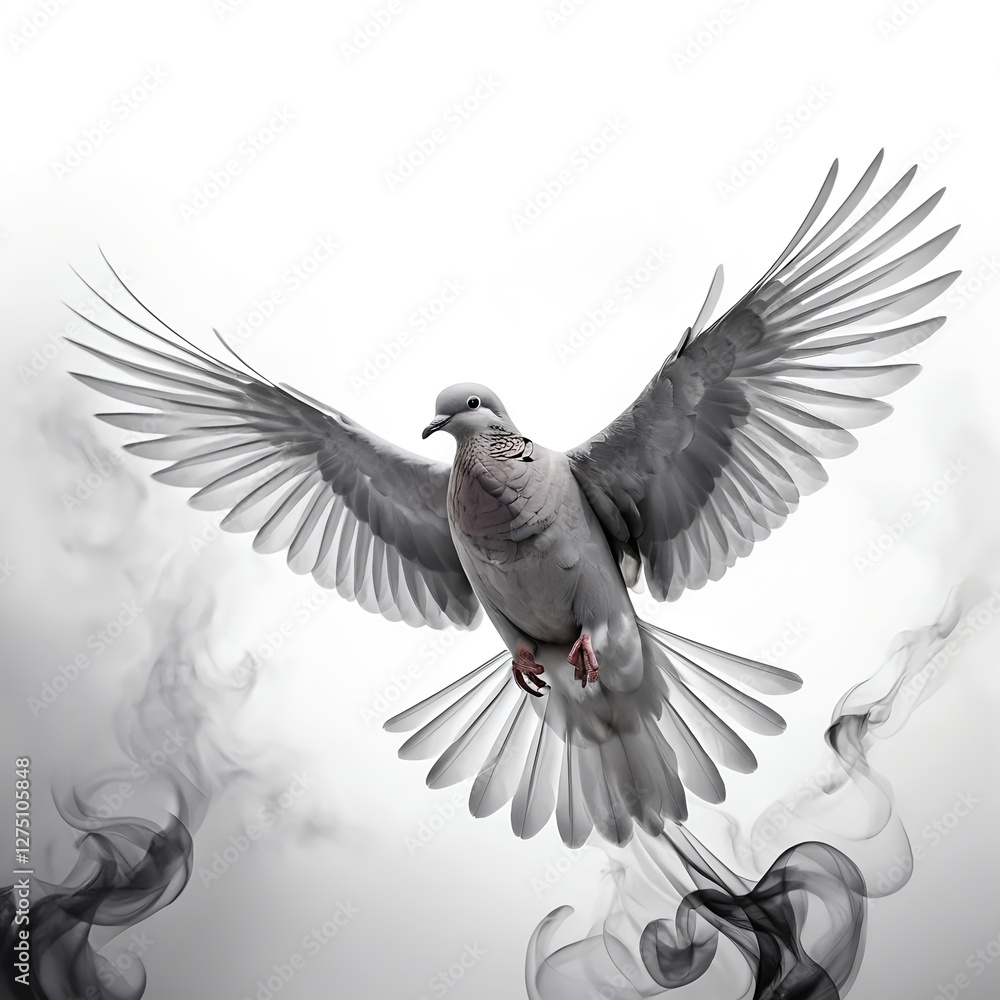 Fototapeta premium Dove in Flight with Smoke