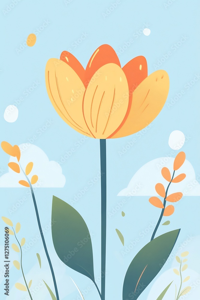 simple flat design of a blooming spring flower simple flat design of a blooming spring flower