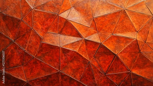Abstract Geometric Pattern of Red-Orange Polygonal Texture