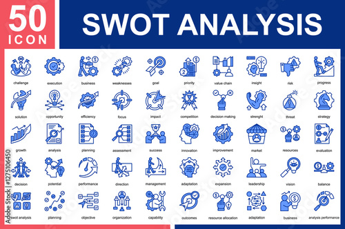 icon collection SWOT Analysis simple Mixed Blue Icon Sheet