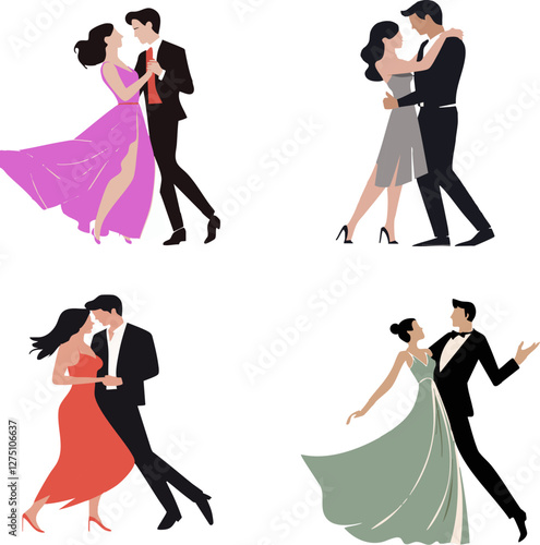 Elegant Couples Ballroom Dancing Silhouettes