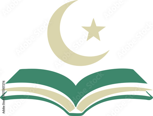 Islamic Book Crescent Star Symbol Design