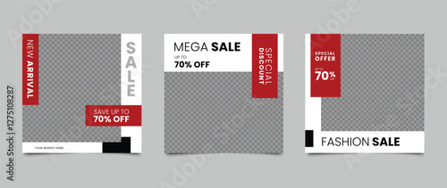Editable social media square banner template. Fashion sale and discount promotion layout design. Vector illustration