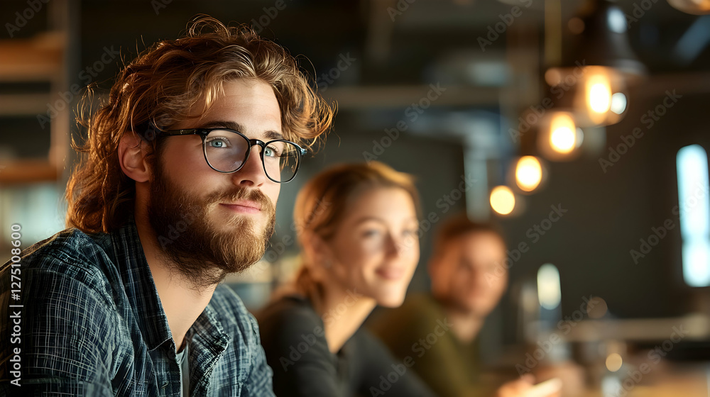 A group of friends engaging in a thoughtful conversation, enjoying drinks in a cozy, modern cafe setting. A group of friends engaging in a thoughtful conversation, enjoying drinks in a cozy, modern cafe setting.