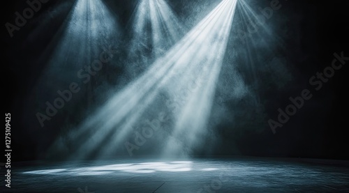 Empty Stage Lighting, Spotlight, Smoky, Dark Background