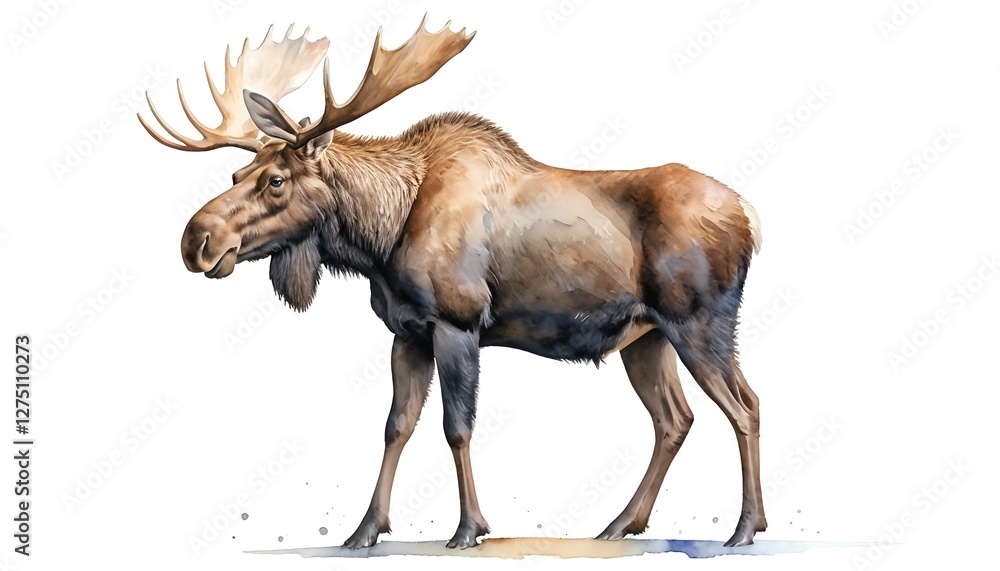 Fototapeta premium Majestic Moose in Watercolor