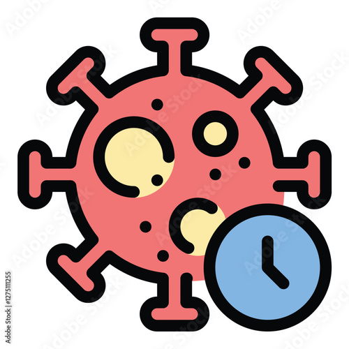 Virus Incubation Icon Infection Development in Flat Line Color Style
