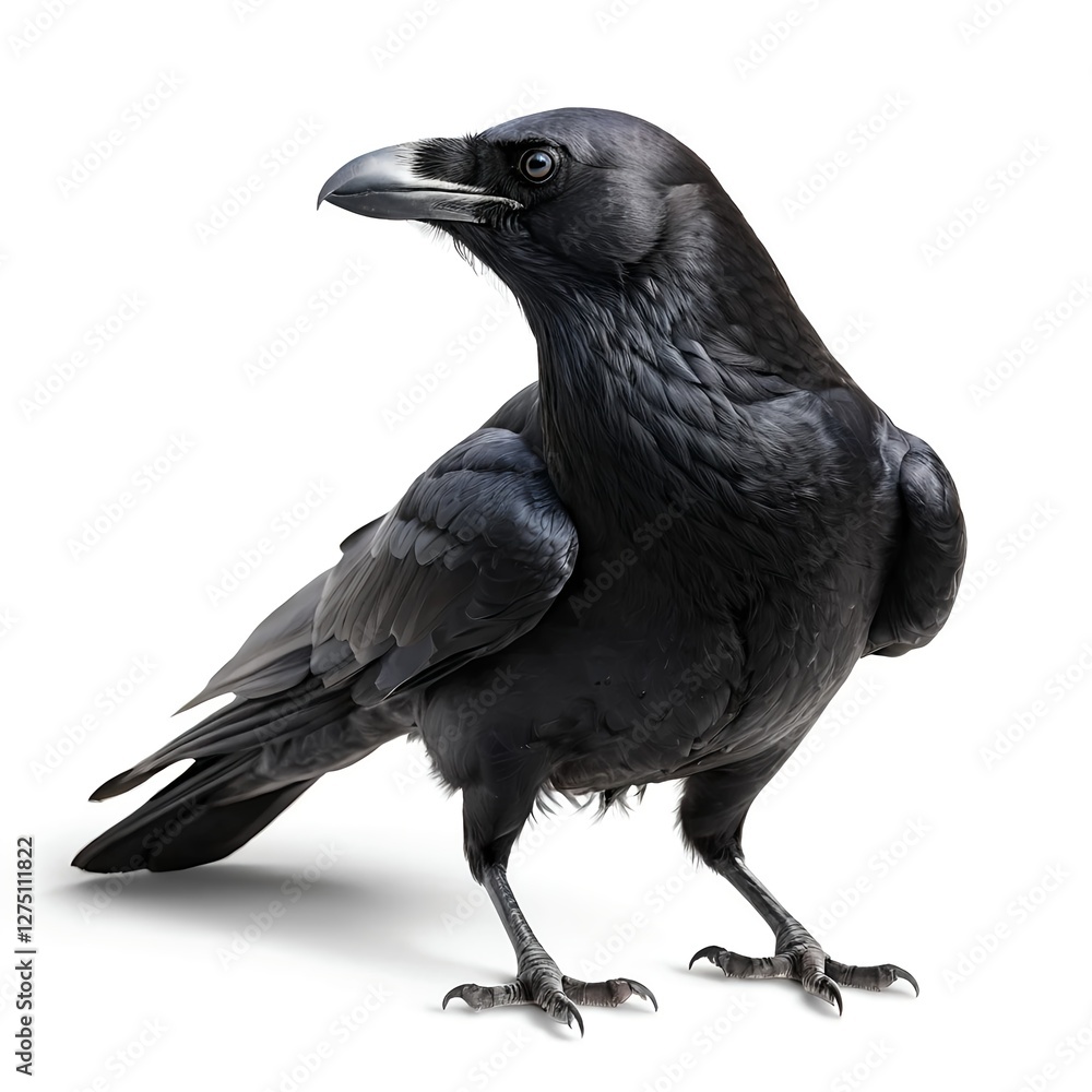 Naklejka premium Majestic Raven Isolated on White Background