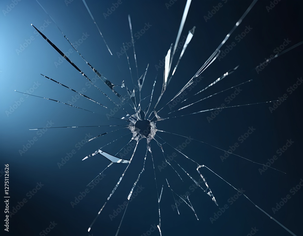 Fototapeta premium Shattered Glass, Radial Cracks, Broken Window