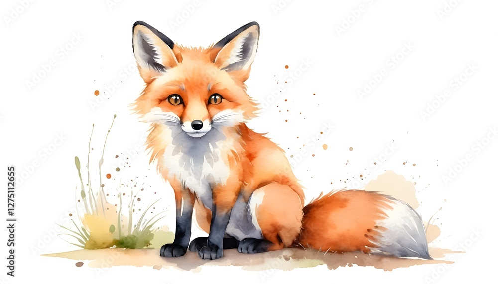 Obraz premium Adorable Watercolor Fox