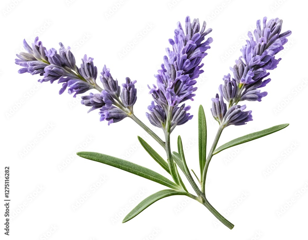 Fototapeta premium Three Lavender Sprigs Isolated on White