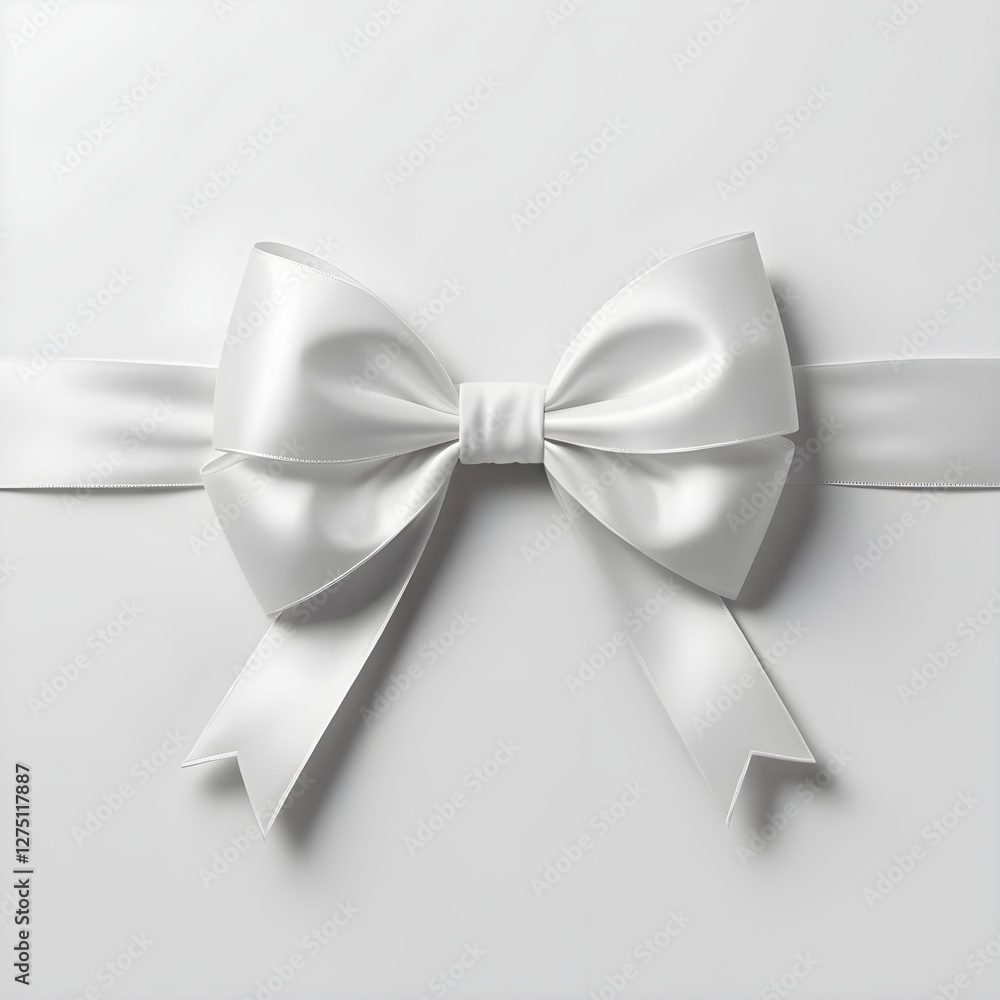 Naklejka premium White Satin Ribbon Bow on White Background
