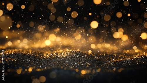 Golden Glittering Abstract Background with Bokeh Effect photo