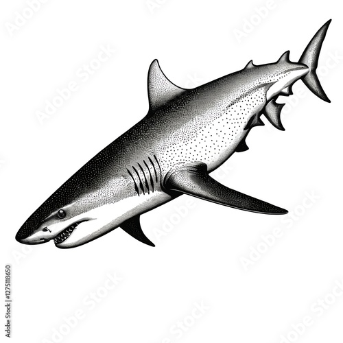 Wallpaper Mural Engraved Style Mako Shark Illustration Torontodigital.ca