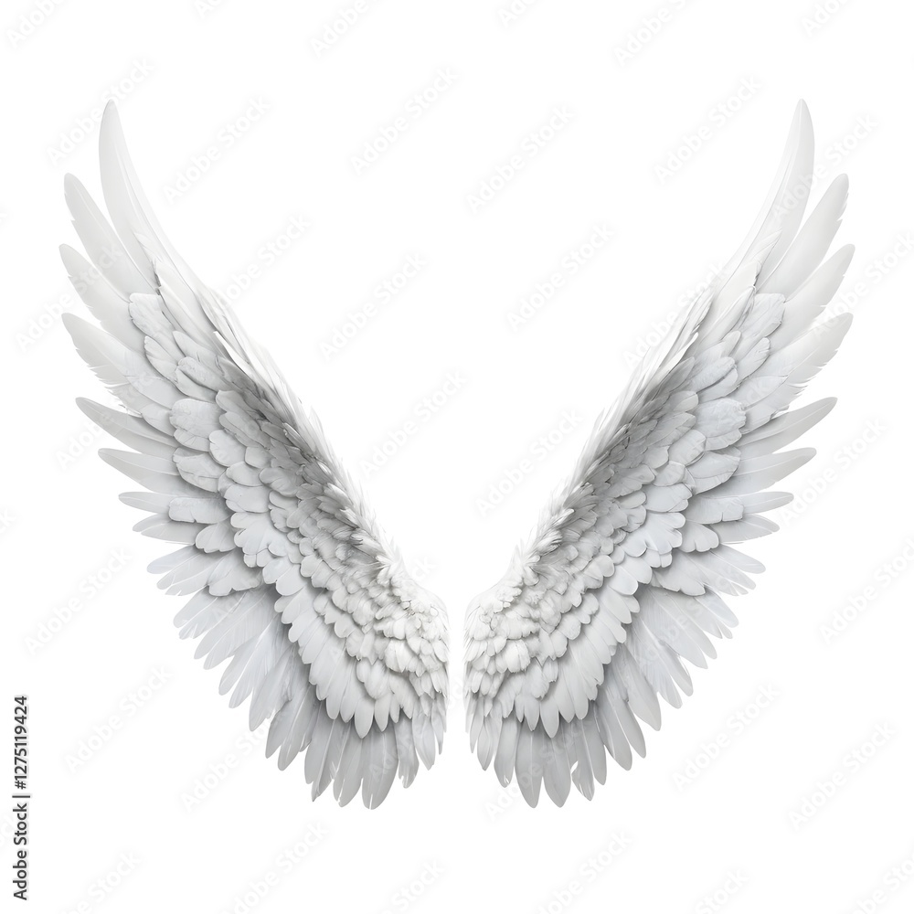 Obraz premium White Angel Wings Isolated on White Background