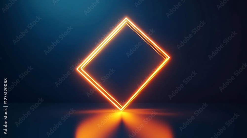 Glowing Orange Neon Diamond Shape Frame Glowing Orange Neon Diamond Shape Frame