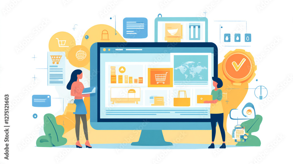 Web interface or online store concept of online shop Web interface or online store concept of online shop