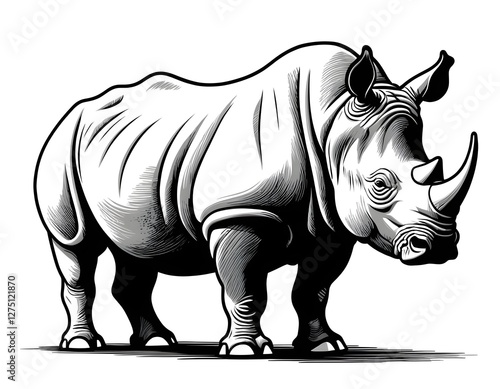 Monochrome Rhino Illustration