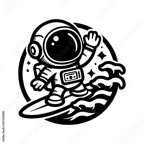 Photography astronaut surfing logo design