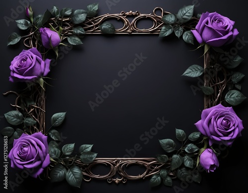 Wallpaper Mural Purple Roses and Ornate Frame Torontodigital.ca