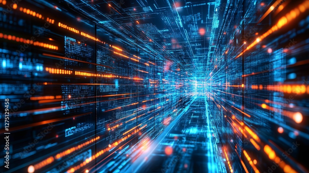 Digital Data Stream Tunnel Visualization Abstract Digital Data Stream Tunnel Visualization Abstract