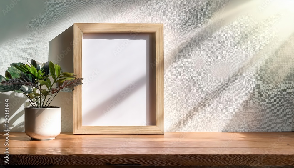 Elegant Minimalist Frame Mockup Against a Clean White Backdrop, Showcasing Natural Elements and Artistic Simplicity in an Organic Atmosphere Elegant Minimalist Frame Mockup Against a Clean White Backdrop, Showcasing Natural Elements and Artistic Simplicity in an Organic Atmosphere