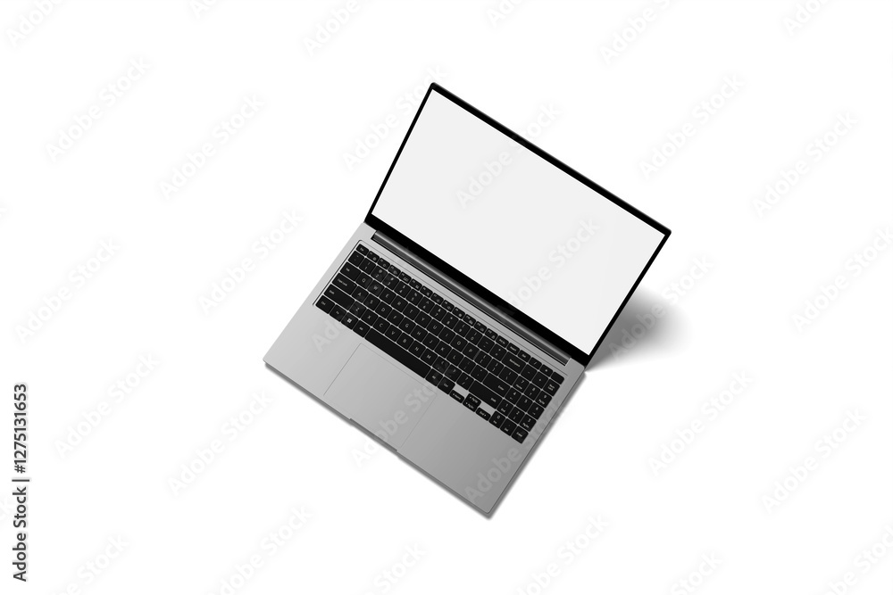 Laptop with blank screen isolated on white background, aluminium body, 3D rendering Laptop with blank screen isolated on white background, aluminium body, 3D rendering