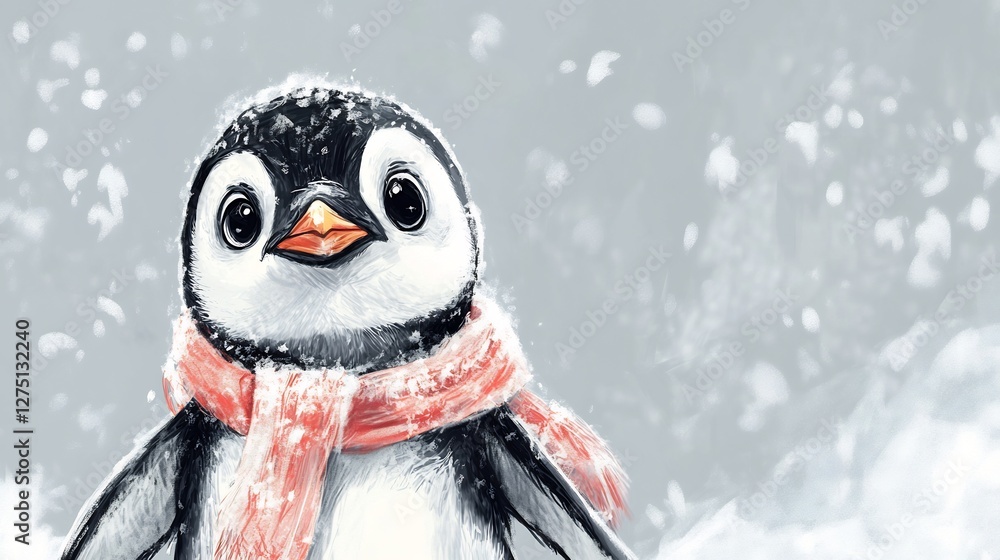 Fototapeta premium penguin with scarf