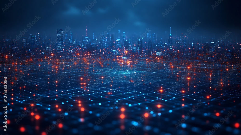Futuristic city network at night Futuristic city network at night