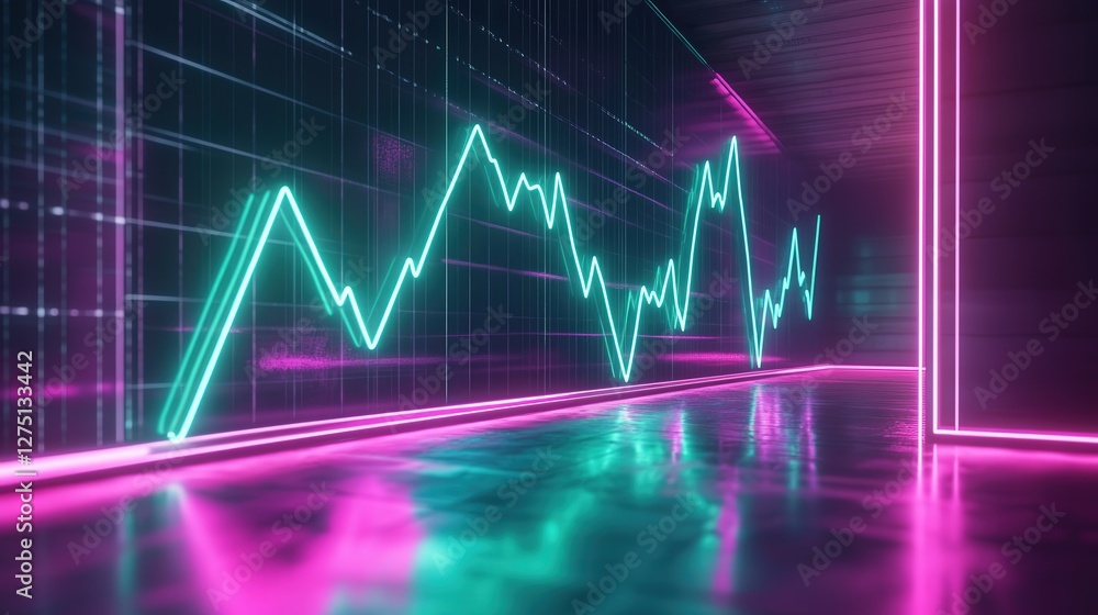Naklejka premium green line graph pointing up to the right, signifying the rapid growth and high value of bitcoin in the market.