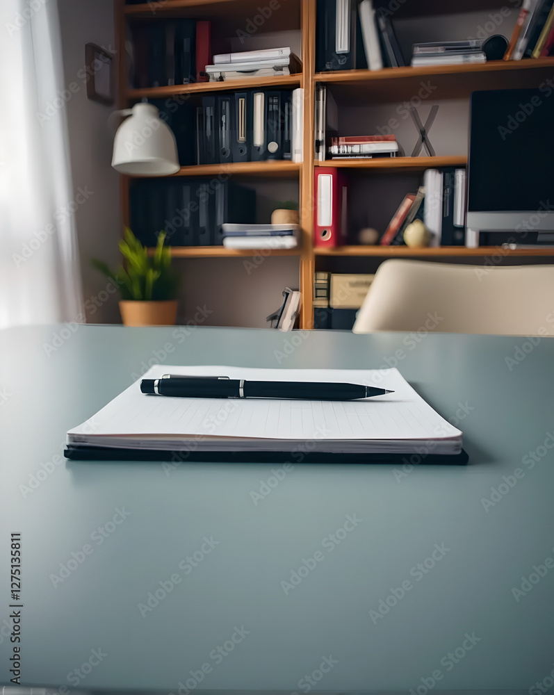 notebook on table in office room. notebook on table in office room.