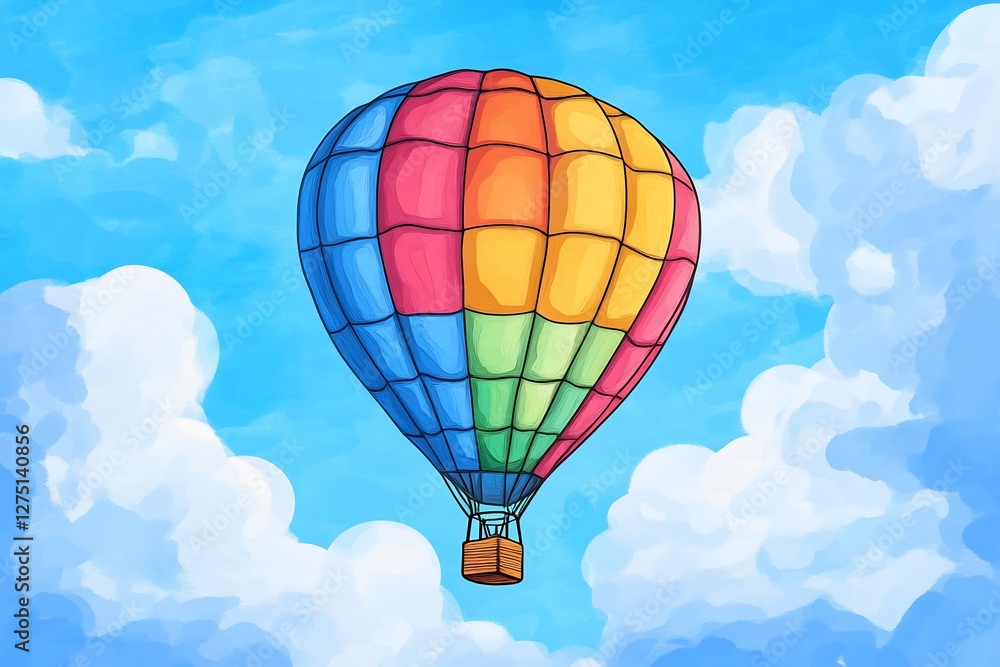 Fototapeta premium colorful hot air balloon drifting