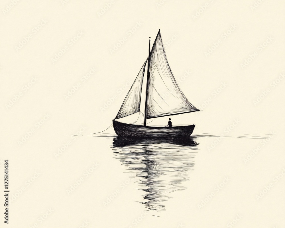 Fototapeta premium small sailboat on calm water