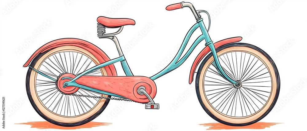 Fototapeta premium classic bicycle doodle
